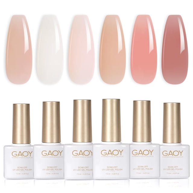 Set de esmaltes de uñas GAOY Milky Jelly Nude Gel, 6 colores, 7,3 ml
