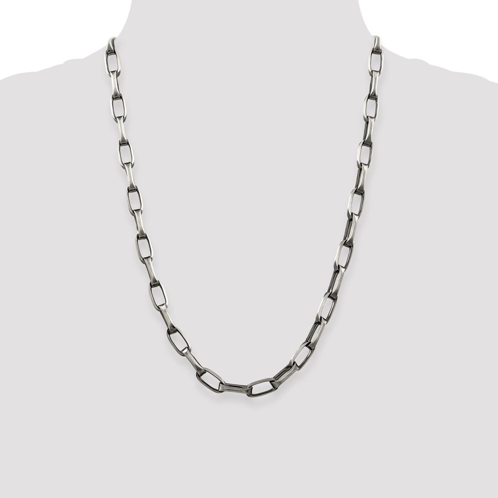 White Sterling Silver necklace Open Link chain 22 in 8 mm