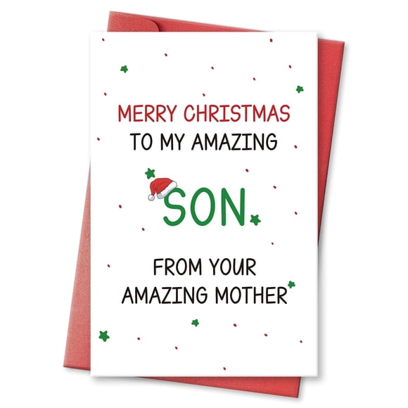 Tarjeta de Navidad divertida para su hijo, increíble regalo para él