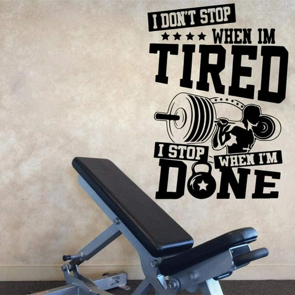 QTH Wall Stickers Murals Large Bodybuilding Crossfit Quote Wall Decal Gym Workout Inspirational Dumell Wall Sticker Exercise Vinyl Sport Art 77X56Cm