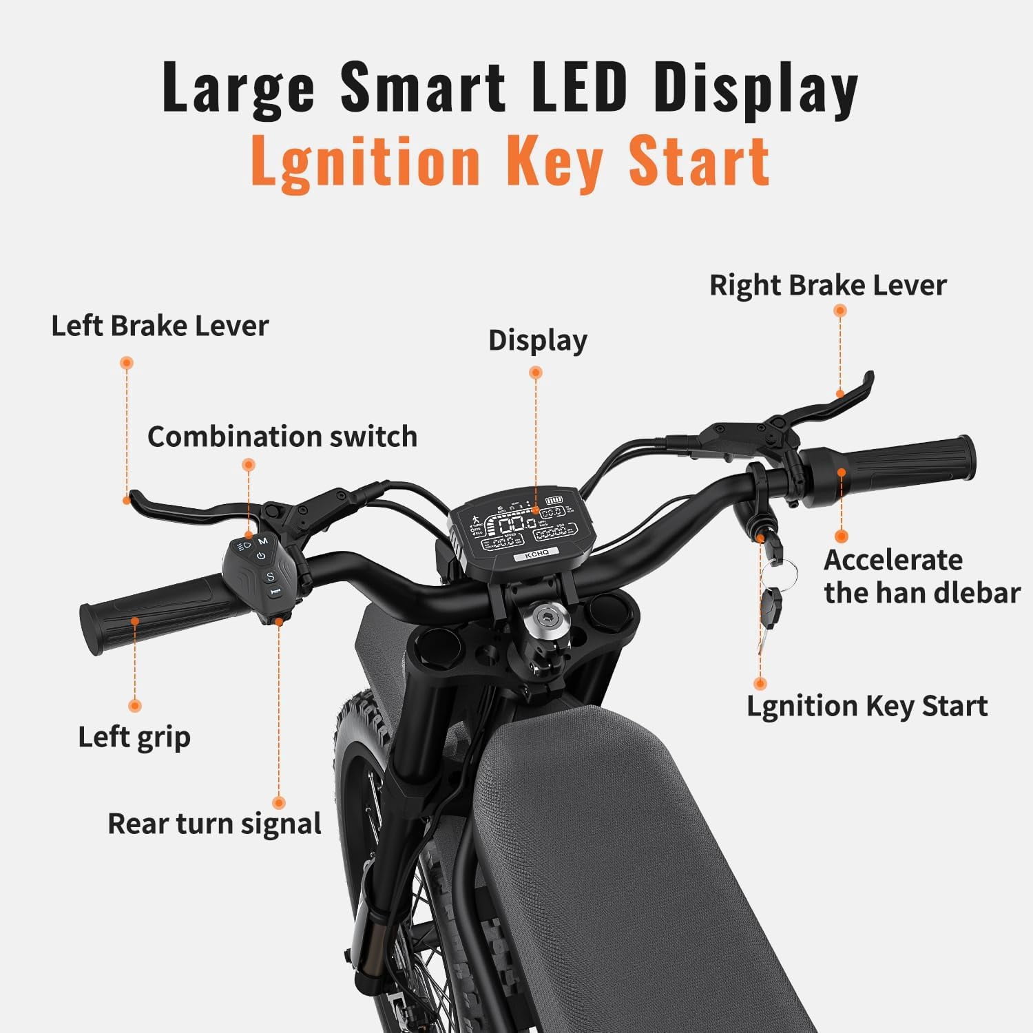 Ridingtime GT73 30+MPH Electric Dirt Bike, 2400W Motor, 48V/36Ah, 68-155 Mile Range, Hydraulic Suspension, 25" Off-Road Dirt Tires, UL2849