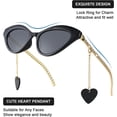 thumbnail image 4 of Gafas de sol de moda para mujer, estrechas, con forma de ojo de gato y cadena de metal, patillas H, 4 of 5