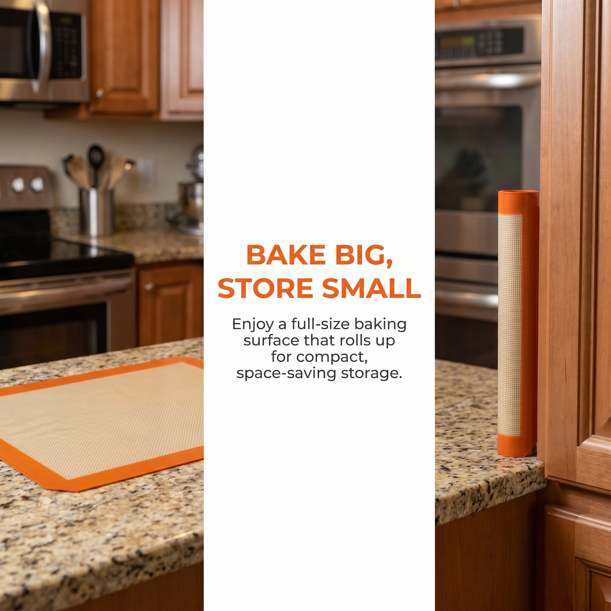 Unique Bargains 3 Pcs Silicone Pastry Baking Mat Heat Resistant Dough Rolling Sheet Thick Orange 16.5"x11.6"