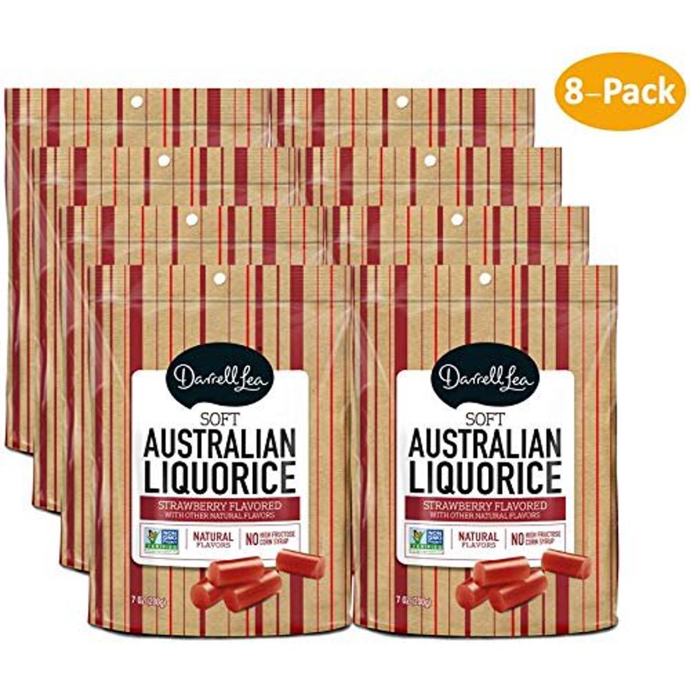 Soft Australian Strawberry Licorice (8Pack) Darrell Lea (8) 7oz Bags