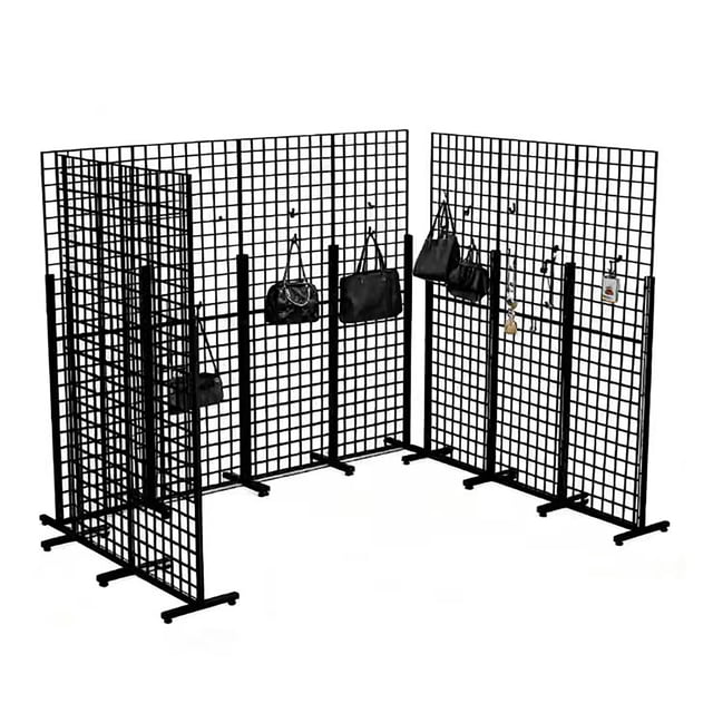 FixtureDisplays® Metal Stand Gridwall Display Sturdy Metel Wire Merchandiser Rack Floor Stand (10054+15809) x 9PK