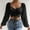 Black, variant on 2026 under $5 asdoklhq Plus Size Tops for Women ,Long Sleeve Mesh Solid Color Drawstring V-Neck Cropped Top Blouse