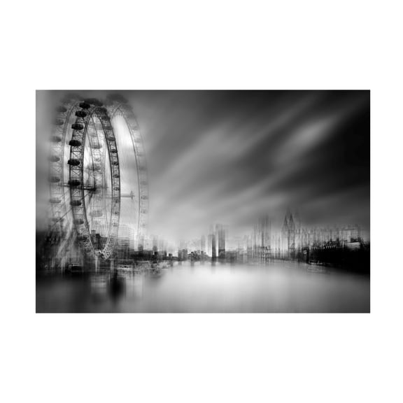 Canvas Wall Art - aRRO 'Foggy City' Wall Art for Living Room, Bedroom, or Office Décor by Trademark Fine Art - 19 x 12 Inches