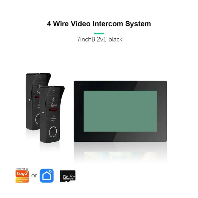 Metal Doorbell Video Intercom System For Home Tuya Smart Video Doorhpone Camera 160° 4-Wired 1080P Touch Monitor ,Smart Detection
