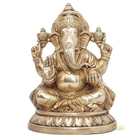 StatueStudio Ganesha Statue Temple Decor Lord Ganesh Murti Religious Showpiece Ganpati Idol Gift Item for Gift item for Diwali Pooja, Mandir, Home Decor and Office Table (5.5 X 5 X 7.5 Inch)