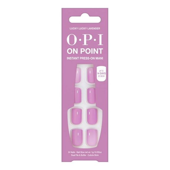 OPI On Point Instant Press On Nails, Lucky Lucky Lavender, False Nails, 24 Pieces