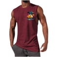 thumbnail image 3 of VBTAPA Mens Tank Tops Summer Casual Beach Tank Top Palm Tree Print Undershirt Wine XL, 3 of 6
