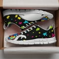 thumbnail image 3 of Autism Shoes Women Men Running Sneakers Autism Awareness Puzzle Print Tennis Walking Shoes White Size 5, 3 of 5