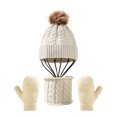 thumbnail image 2 of harmtty Warm 3Pcs/Set Knitted Hat Scarf Gloves Set Cozy Warm Soft Thickened Wide Application Winter Accessories for Kids Beige, 2 of 8
