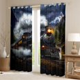 thumbnail image 2 of Manfei Boys Train Kitchen Curtains,Vintage Railway Print Black Out Curtains Pack of 2 (42x63 Each),Brown, 2 of 7