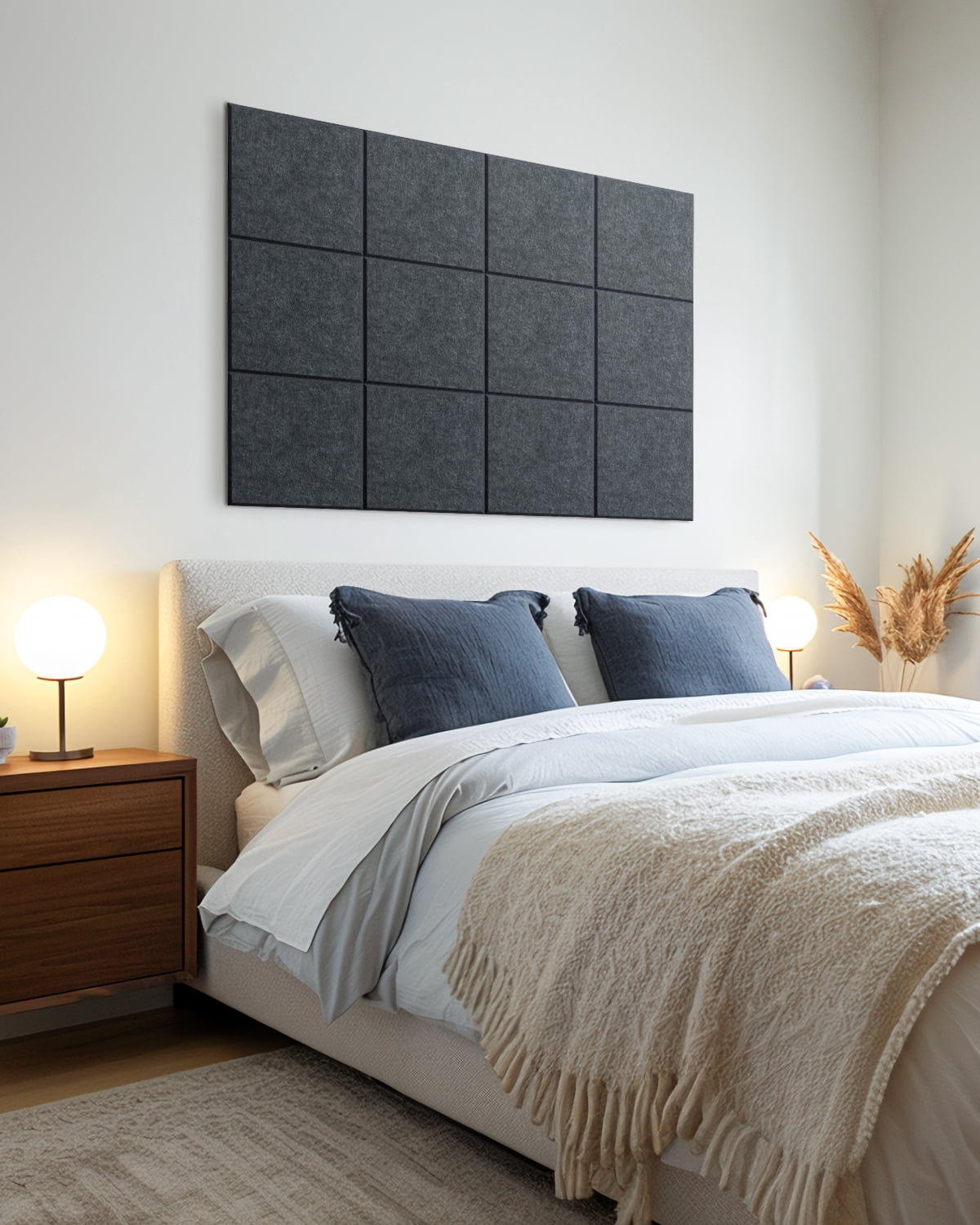 Soundsbay Soundproof Wall Panels Square Self-Adhesive Soundproof Absorbing Noise Cancelling Wall Panels 12 Pack Dark Gray 12'' x 12'' x 0.4''