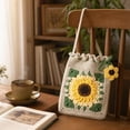 thumbnail image 5 of Beginner Crafts Diy Crochet Kit Sunflower Granny Square Drawstring Crossbody Handmade Bag Gift Craft Supplies, 5 of 9