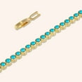 thumbnail image 2 of Turquoise Tennis Bracelet, 14k Gold Bezel Set Turquoise Link Bracelet, Turquoise Minimalist Bracelet, Sleeping Beauty Bracelet, 2 of 3