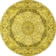 thumbnail image 1 of Ahgly Company Indoor Round Medallion Yellow Traditional Area Rugs, 7' Round, 1 of 4
