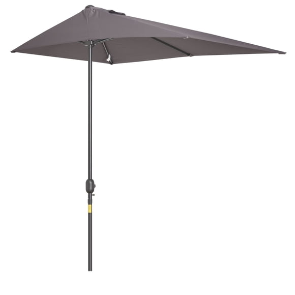 8ft Half Round Umbrella Outdoor Balcony Parasol Patio Garden Outdoor Window Sun Shade w/ 5 Ribs