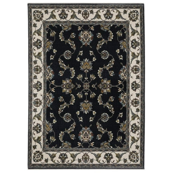 Oriental Weavers Vivian Area Rug - VI01B - 3'10" x 5'5" - in Navy/ Ivory - Vintage Inspired, Stain Resistant, Family and Pet Friendly , Entrway, Bedroom Rug
