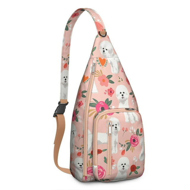 Cute Cartoon Dog Sling Backpack - Funny Bone Pattern Shoulder Bag (Adorable Pet Design, Lightweight & Durable)