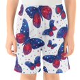 thumbnail image 2 of Blue Red Butterflies Pattern Athletic Shorts Breathable with Comfort Fit Drawstring Casual Sweatshorts Large, 2 of 9