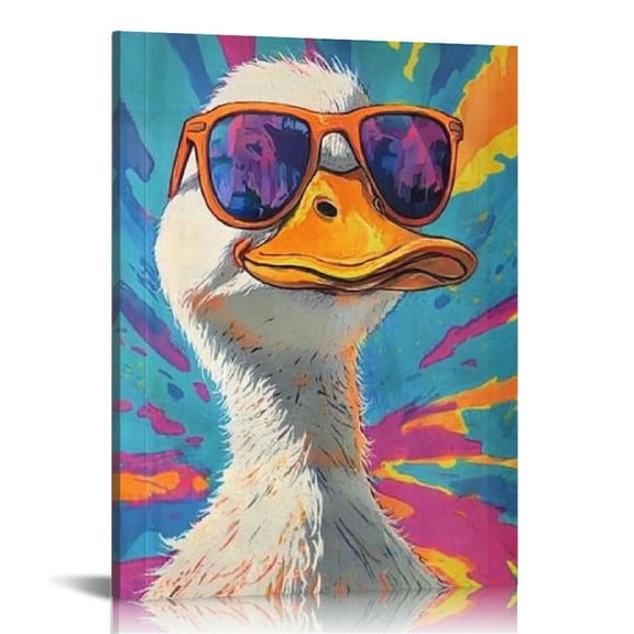 FCXZI Duck Sunglasses Tie Dye Canvas Wall Art Home Decor 12x16 12x16in