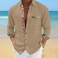 thumbnail image 3 of ZCFZJW Men's Button Down Dress Shirts Vintage Floral Patchwork Long Sleeve Casual Shirts Holiday Beach Hawaiian Shirts Vacation Wedding Shirts with Pocket Khaki#03 M, 3 of 7