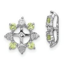 925 Sterling Silver Diamond and Peridot Earrings Jacket Measures 13x13mm Wide - Earring Jacket for Women