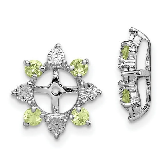 925 Sterling Silver Diamond and Peridot Earrings Jacket Measures 13x13mm Wide - Earring Jacket for Women