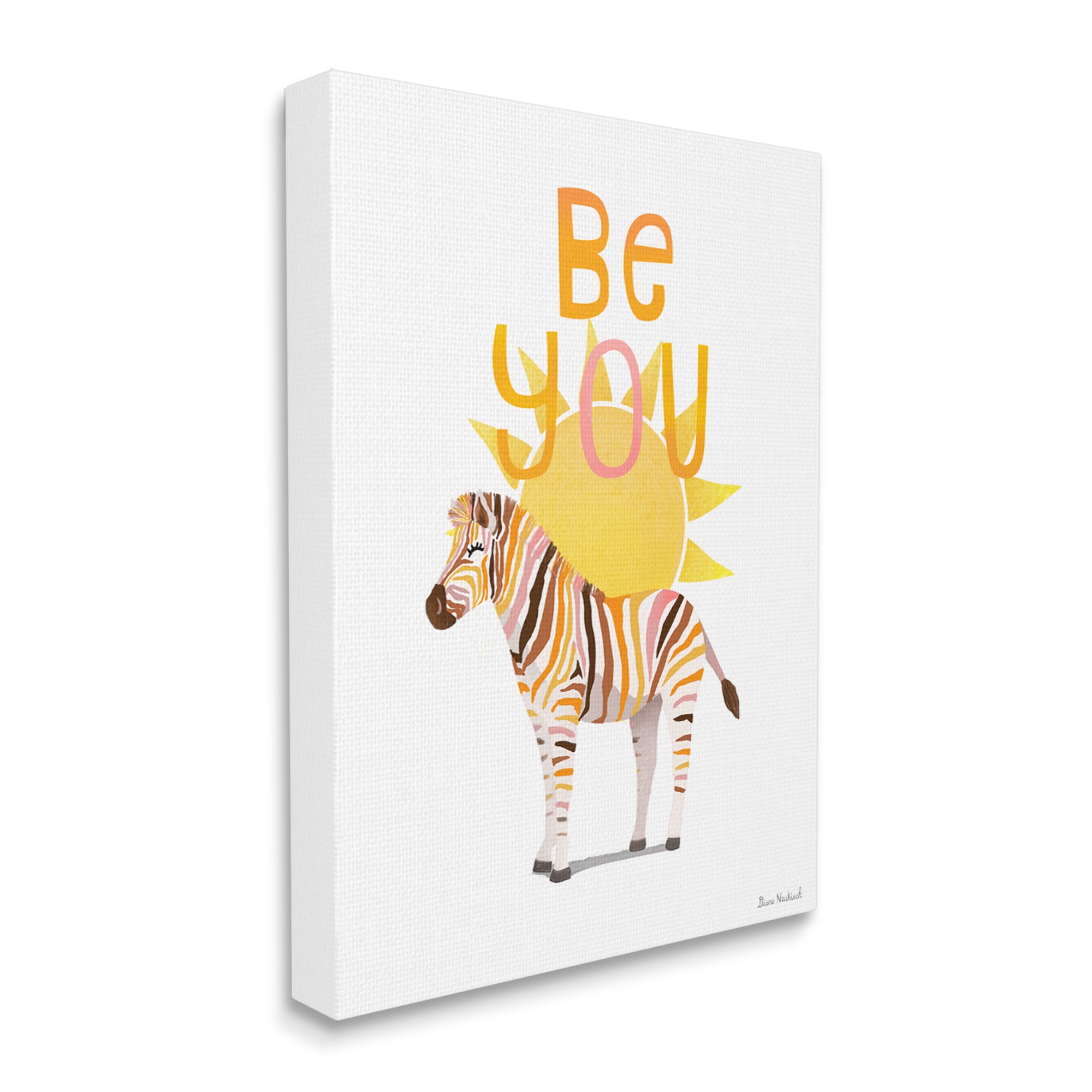 Stupell Industries Be You Inspiring Sunshine Fun Zebra Stripes Graphic Art Gallery Wrapped Canvas Print Wall Art, Design by Diane Neukirch