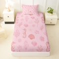 thumbnail image 3 of Manfei Kawaii Sea Plant Twin Sheets,Ocean Themed Art Bedding,Pink,3 Pieces,1 Fitted Sheet and 1 Pillowcase, 3 of 7