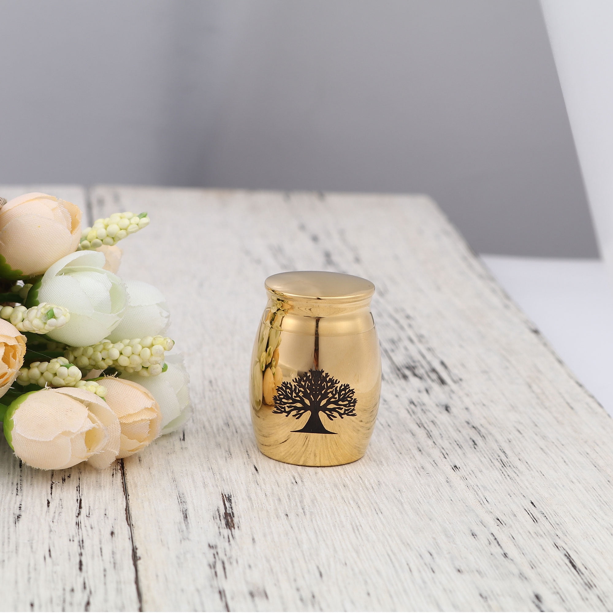 Tree of Life Cremation Urn, Mini Tree of Life Memoiral Urn for Ashes, Tree of Life Keepsake Urn for Ashes, Mini Urn for Dogs, Mini Urn for Cats, Ships Next Day! [Tree of Life, Gold, No Engraving]