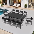 thumbnail image 3 of Crestlive Products 94" Outdoor Dining Table for 8-10, Aluminum Sturdy Frame with Umbrella Hole, Black Wood-Grain Top, 3 of 7