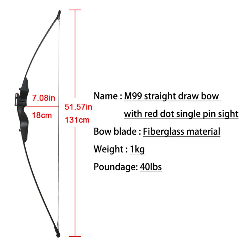 Runzkzy Straight Draw Bow Set 40 Pounds with Red Dot Aiming Professional Hunting Bow and Arrow Shooting Practice Arrow Accessories