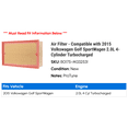 thumbnail image 2 of Air Filter - Compatible with 2015 Volkswagen Golf SportWagen 2.0L 4-Cylinder Turbocharged, 2 of 2