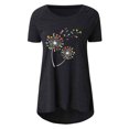 thumbnail image 3 of Pompotops Mode Femmes T-Shirt Imprimé Col Rond Manches Courtes Tee Décontracté Blouse, 3 of 4