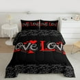 thumbnail image 2 of Manfei Love Heart Print 3 Pieces Queen Comforter Set for Boys Girls,Romantic Valentine's Day Ultra Soft Bedding Sets,Black Red Bedding Comforter Set,Ultra Soft Home Decor,Reversible, 2 of 8
