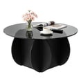 thumbnail image 2 of Wliqien 27.5 Inches/31.5 Inches Round Coffee Table, Tempered Glass Top Mid Century Modern Coffee Table, Center Table with Wood Base for Living Room, Office, 2 of 7