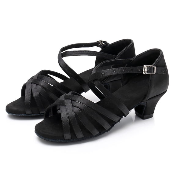 BUWTTER Girls Sandals Children'S Fashionable Soft Sole Comfortable Non Latin Dance Shoes Black Sandals Size 3-3.5 Y