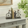 thumbnail image 3 of DecMode 6" Vintage Inspired Bike Black Metal Bookends with Wood Accents (Set of 2), 3 of 14