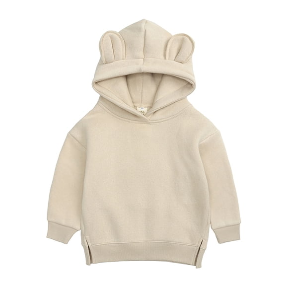Wxolcjlv Toddler Boys Pullover Hoodie 3D Bear Ears Solid Design Long Sleeve Cute Casual Hooded Sweatshirt, Sizes 4-12