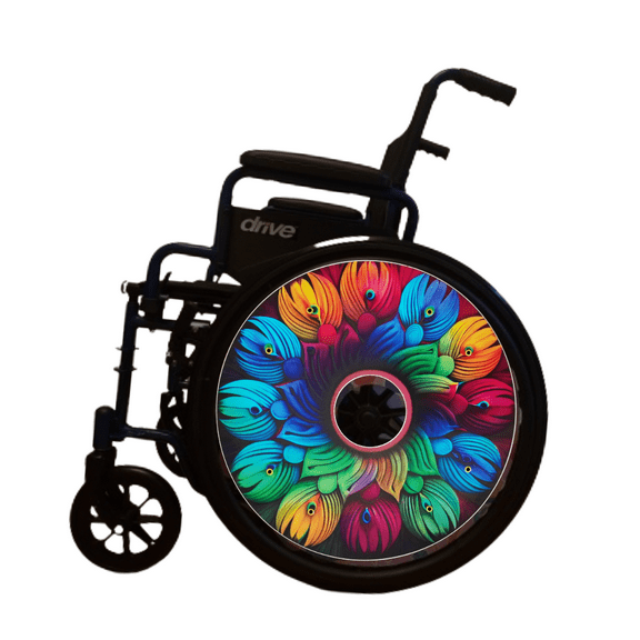 Wheelchair Accessories| Wheels covers for Wheelchairs|  Enhances Aesthetics, Easy Install/Remove, Lightweight, High Quality | Perfect Gift, New Matt Finish (Perfect Peacock)
