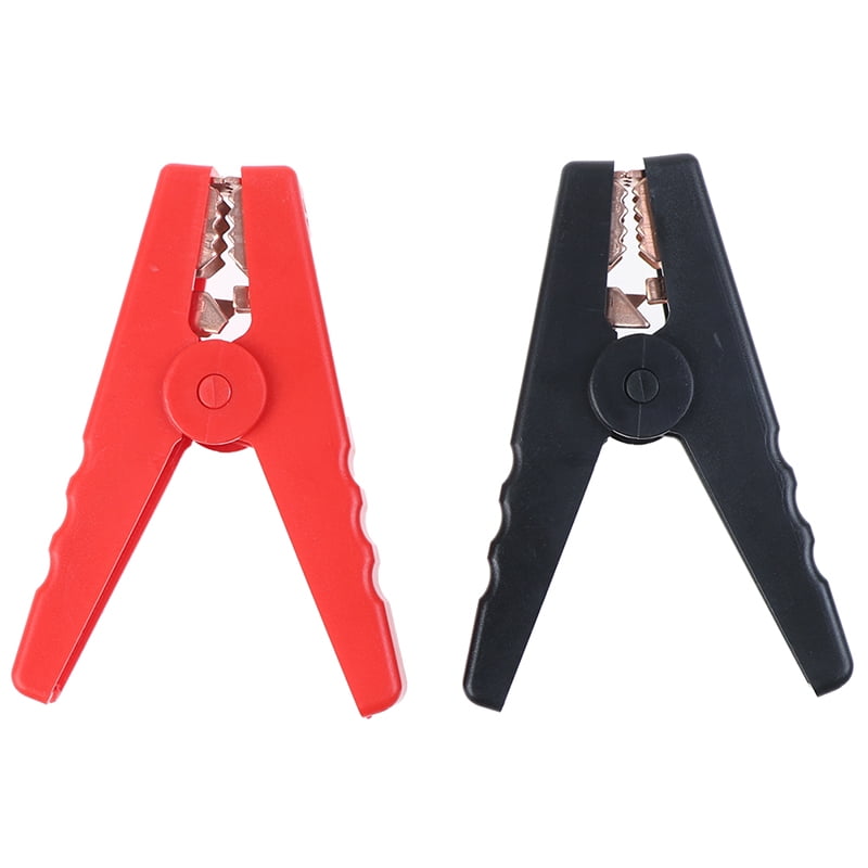 2pcs 100A Crocodile Alligator Car Battery Insulated Clips Clamps Set Black Red 