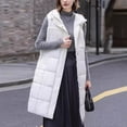 thumbnail image 2 of Lovskoo Womens 2025 Fall Vests Padded Coat Sleeveless Fleece Jacket Zip Up Hoodie Pockets Long Warm Winter Coat Outerwear White, 2 of 9