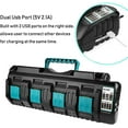 thumbnail image 3 of 18V 4-Port Charger DC18SF Replacement for Makita 14.4V-18V Lithium Batteries BL1830 BL1840 BL1850 BL1860 BL1815 BL1430 Hiesuan Rapid USB Charger, Replace DC18RD DC18RE DC18RC, 3 of 4