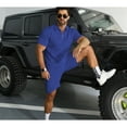 thumbnail image 3 of HAOMEILI Men's 2 Pieces Outfits Casual Quarter Zip Polo Shirt and Shorts Set Athletic Jogging Summer Tracksuit, 3 of 9