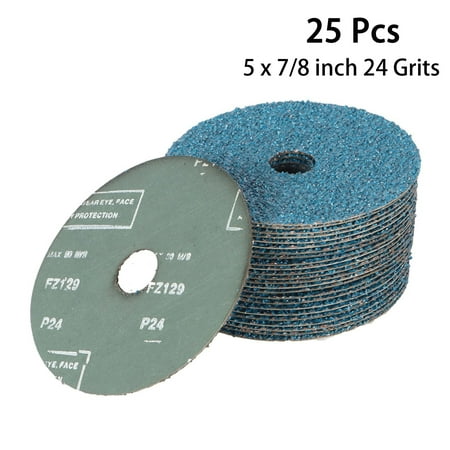 

25Pcs 5 x 7/8 inch 24 Grits Aluminum Oxide Resin Fiber Grinding Sanding Discs Fit for Weld Grinding Beveling and Sanding