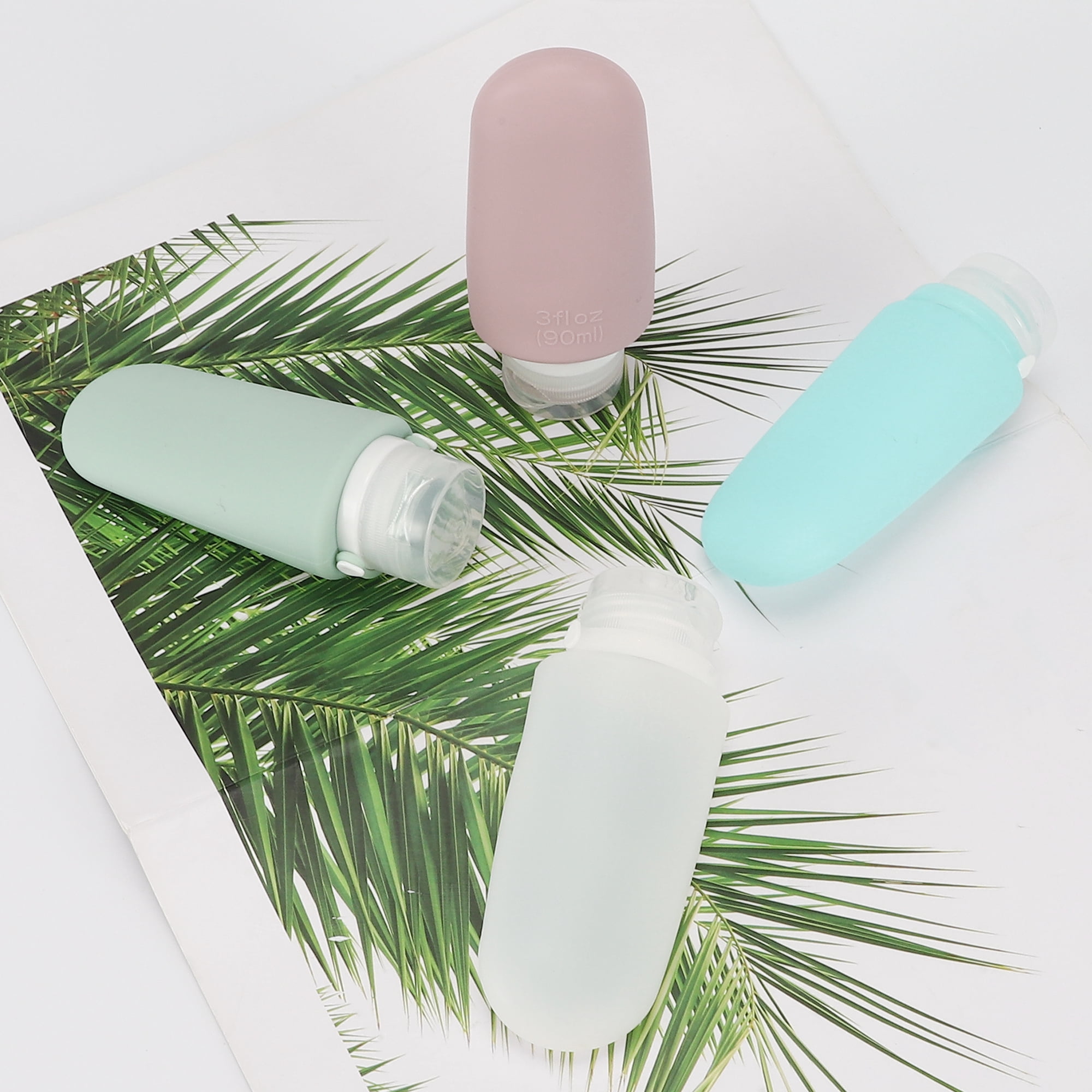 NOMADIC NOOK Leak Proof Small Strap Silicone Pump Bottle for Travel Multicolor 3 Pcs 90ml