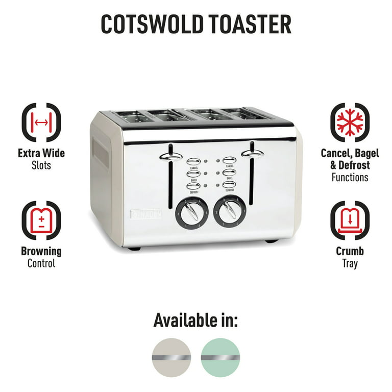 Haden Cotswold 4-Slice, Wide Slot Toaster - Putty Beige